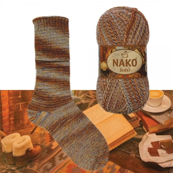 Nako Pletací příze Nako Boho 87722 - hnědá 