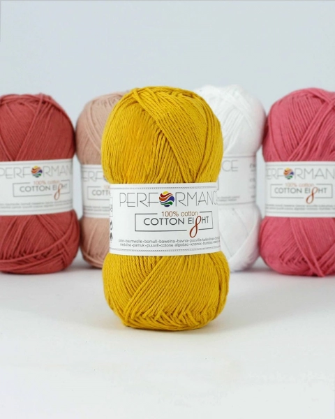 Performance Bavlněná příze Cotton Eight 1070 - žlutá 50g 175m