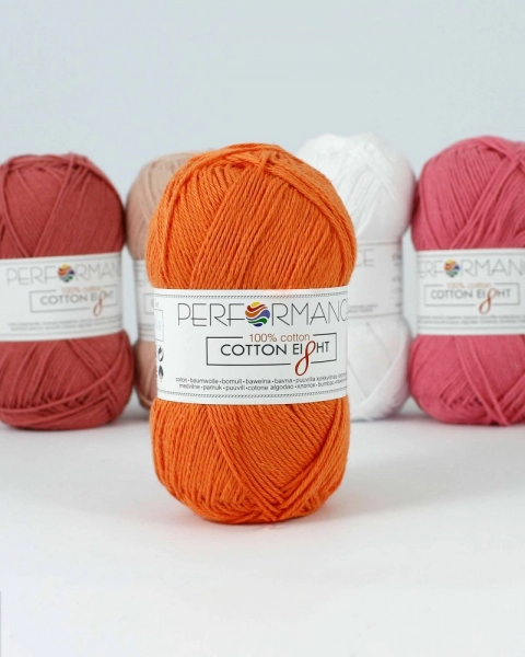 Performance Bavlněná příze Cotton Eight 1090 - oranžová 50g 175m