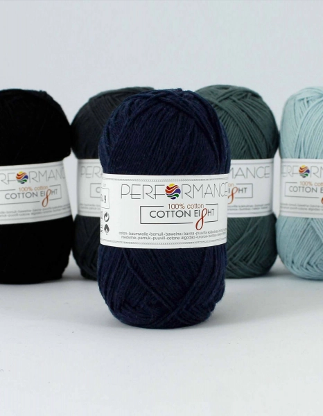 Performance Bavlněná příze Cotton Eight 1280 - modrá 50g 175m