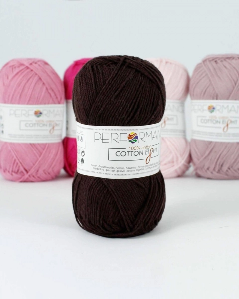 Performance Bavlněná příze Cotton Eight 1300 - hnědá 50g 175m