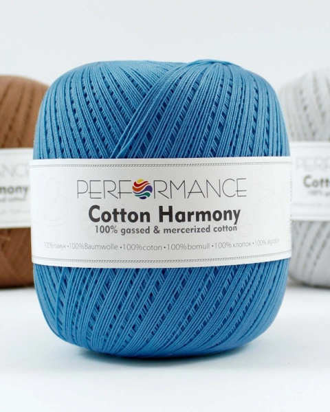 Performance Bavlněná příze Cotton Harmony 0323 - modrá 100g 560m