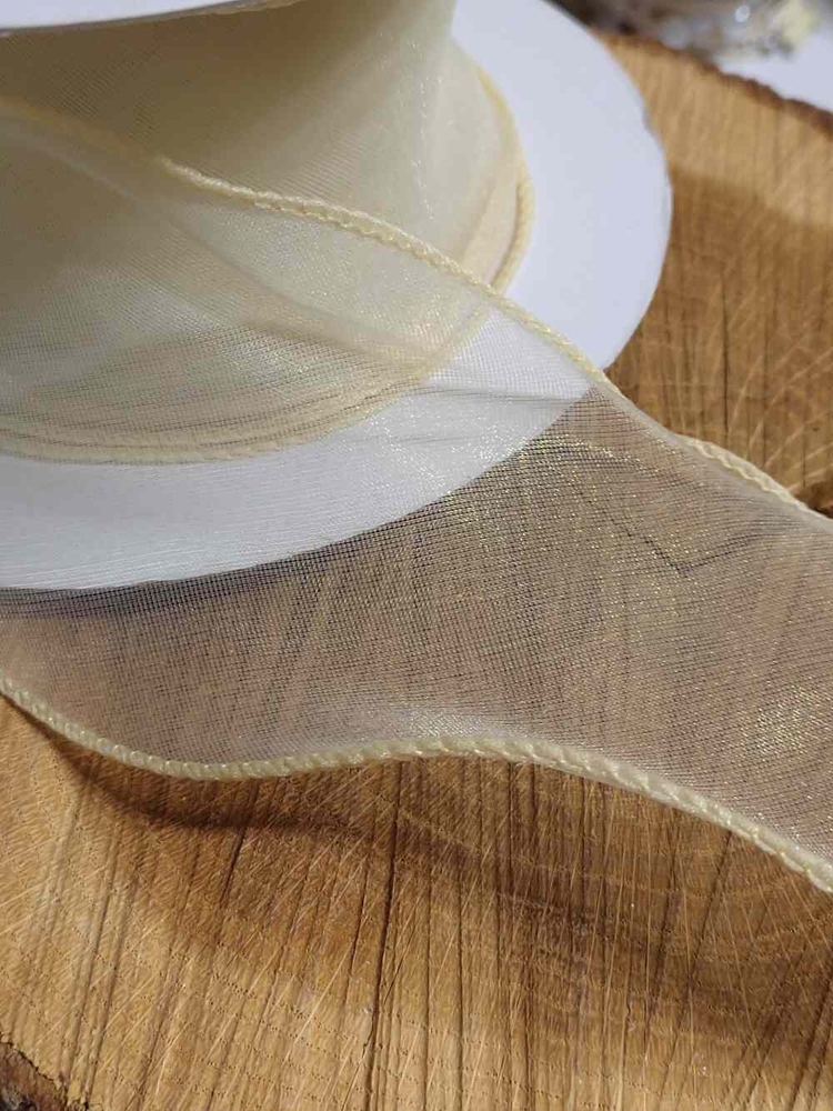 Organzová stuha s perleťovým leskem šíře 80 mm barva béžová