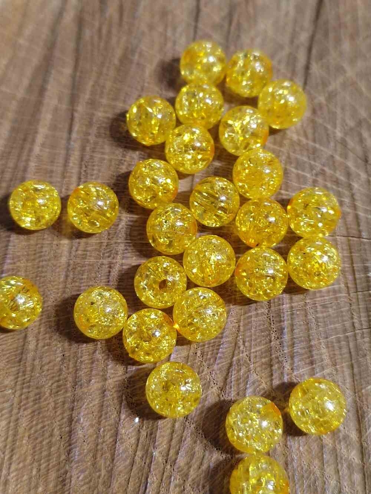 Plastové korálky kraklované Ø8 mm 50 ks barva žlutá