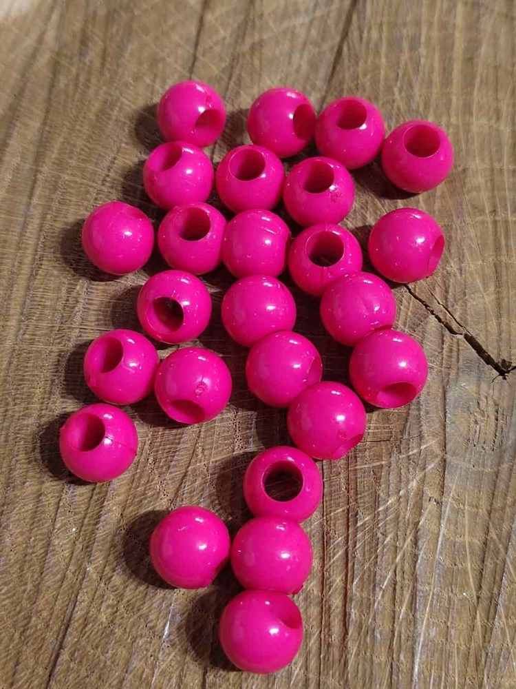 Plastové korálky s velkým průvlekem 25 ks 7x10 mm barva malinová 