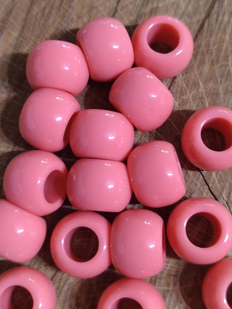 Plastové korálky s velkým průvlekem 10 ks 11x14 mm barva losos