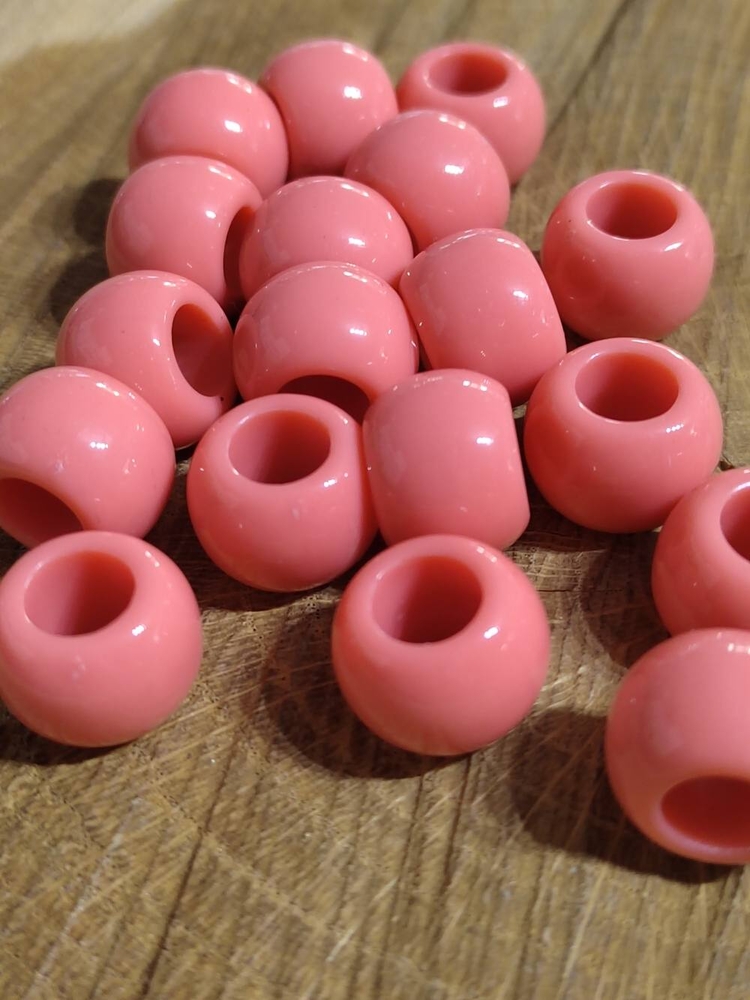 Plastové korálky s velkým průvlekem 10 ks 11x14 mm barva losos
