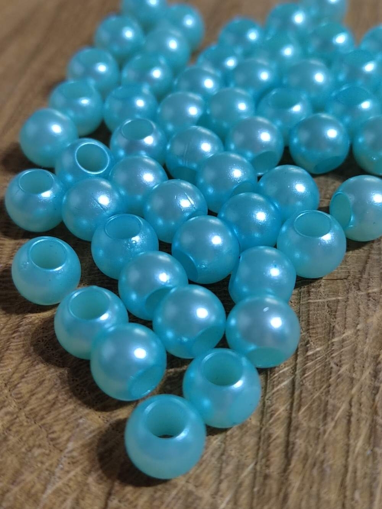 Plastové korálky s velkým průvlekem 6x8 mm 50 ks barva mint 