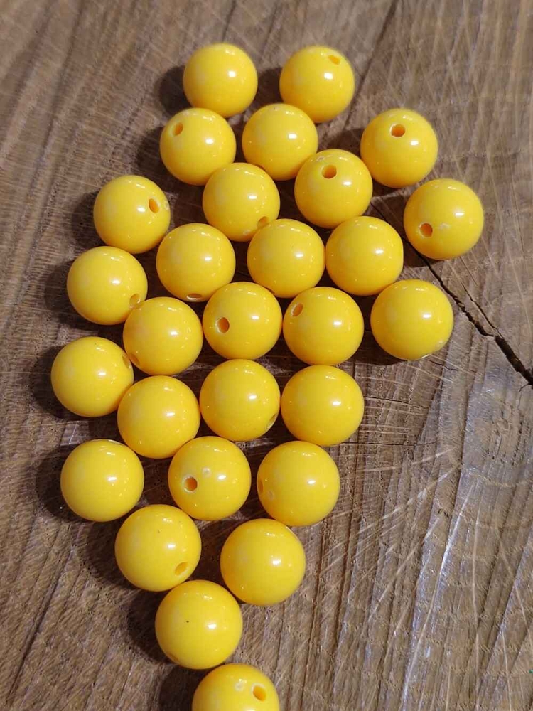 Plastové korálky Color Ø10 mm 20 ks barva žlutá
