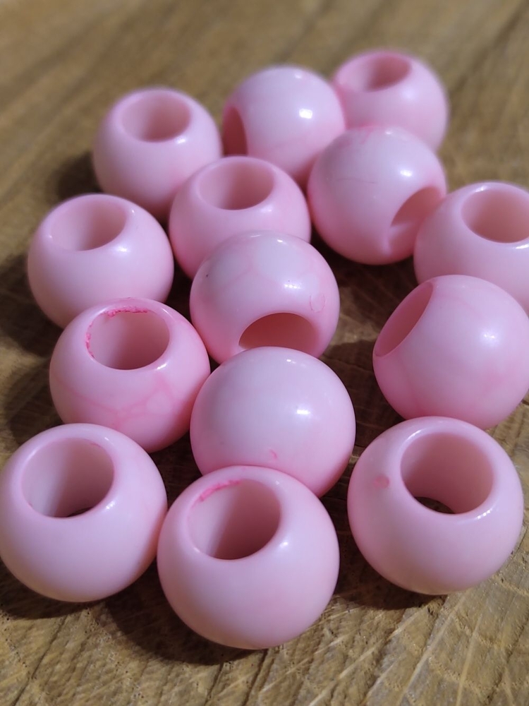 Plastové korálky s velkým průvlekem10 ks 11x14 mm barva pudrová