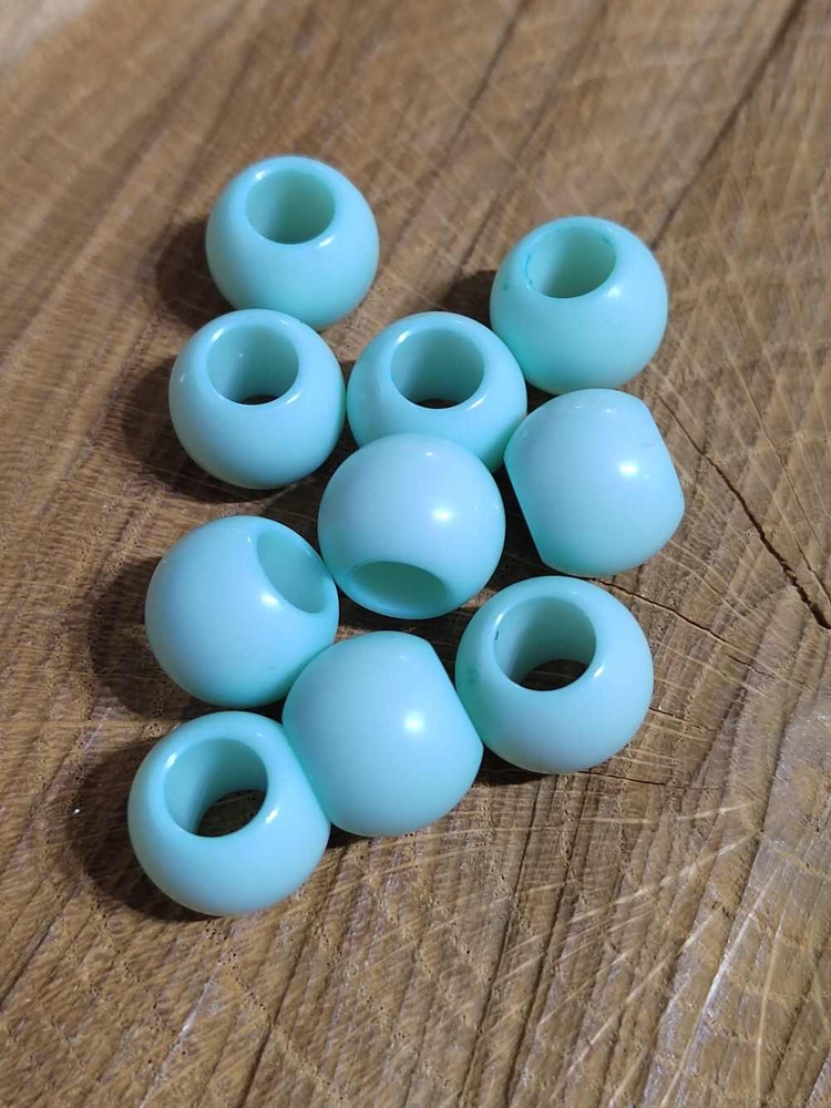 Plastové korálky matné s velkým průvlekemv10 ks10x12 mm barva tyrkys světlý