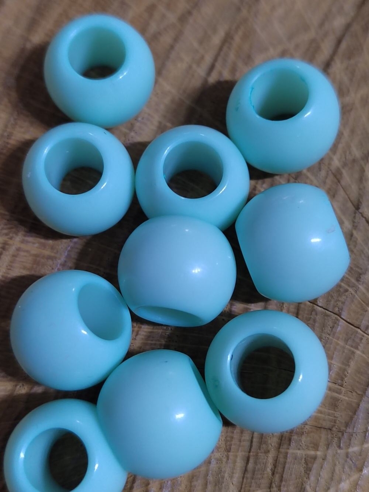 Plastové korálky matné s velkým průvlekemv10 ks10x12 mm barva tyrkys světlý