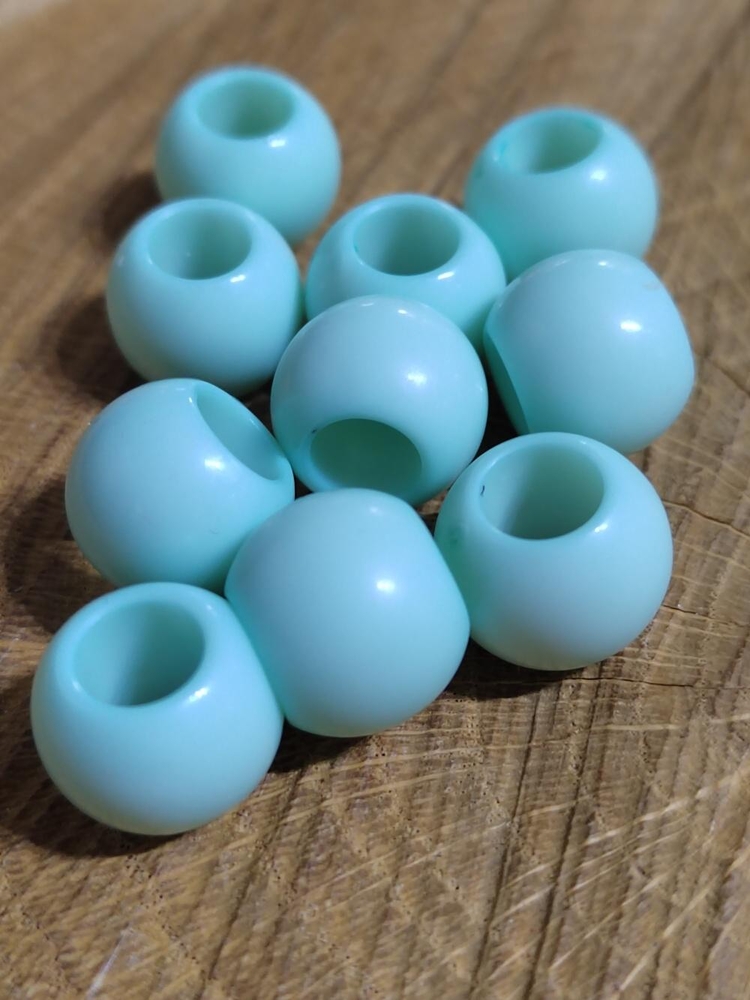 Plastové korálky matné s velkým průvlekemv10 ks10x12 mm barva tyrkys světlý