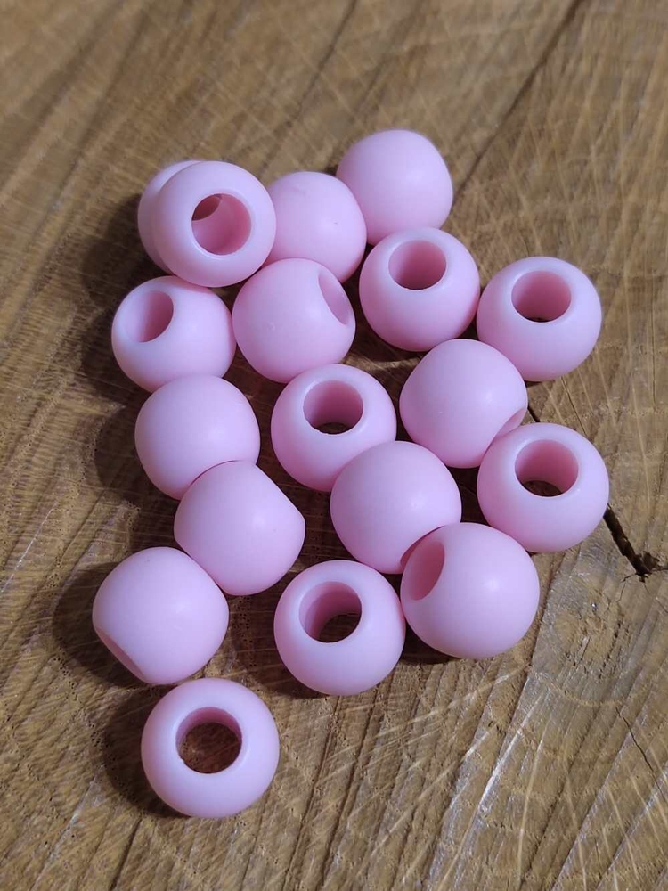 Plastové korálky matné s velkým průvlekem 10 ks 10x12 mm růžová světlá