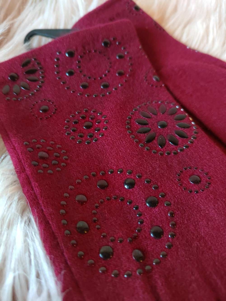  Dámské vlněné rukavice mandala vel. M barva vínová