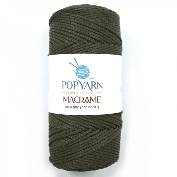 POPYARN Příze Macrame B014 - khaki zelená, 100g 140m