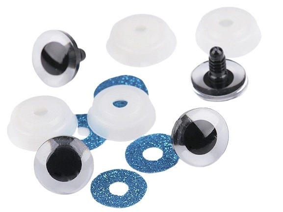  Bezpečnostní oči glitrové Ø20 mm modrá - prodej po 2 ks