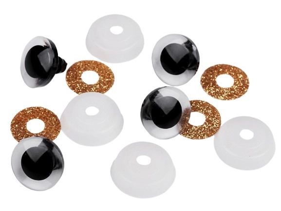 Bezpečnostní oči glitrové Ø20 mm zlatá - prodej po 2 ks