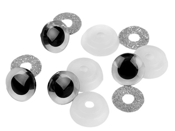  Bezpečnostní oči glitrové Ø25 mm stříbrná - prodej po 2 ks