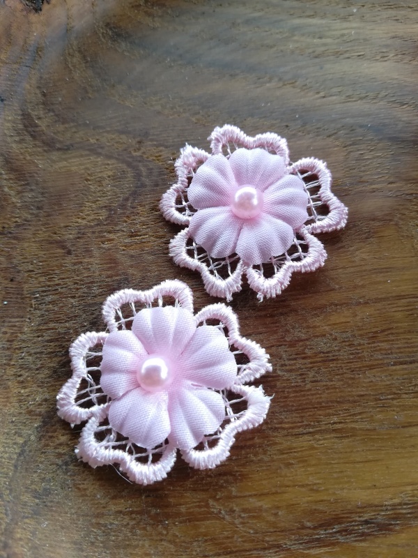 Květ 3D s perlou Ø30 mm, Barva Růžová světlá 