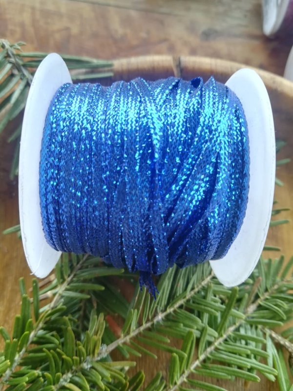 Dekorační stuha s lurexem šíře 3 mm, Barva Modrá