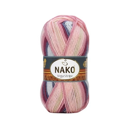 Nako Pletací příze Nako Vega Stripe 82415 - růžová